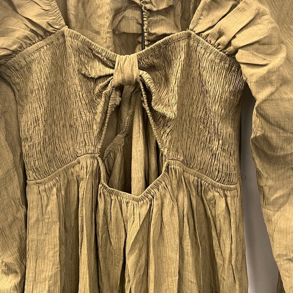 NEW - Maternity Tiered Maxi Dress, Ruched Front, Cutout Back, in Olive - M and L - Picture 8 of 14